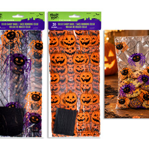 FUNDA CELOFAN HALLOWEEN CALABAZAS 5PULG X 11PULG X 3PULG - 20 UNDS