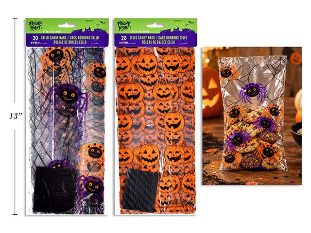 FUNDA CELOFAN HALLOWEEN CALABAZAS 5PULG X 11PULG X 3PULG - 20 UNDS